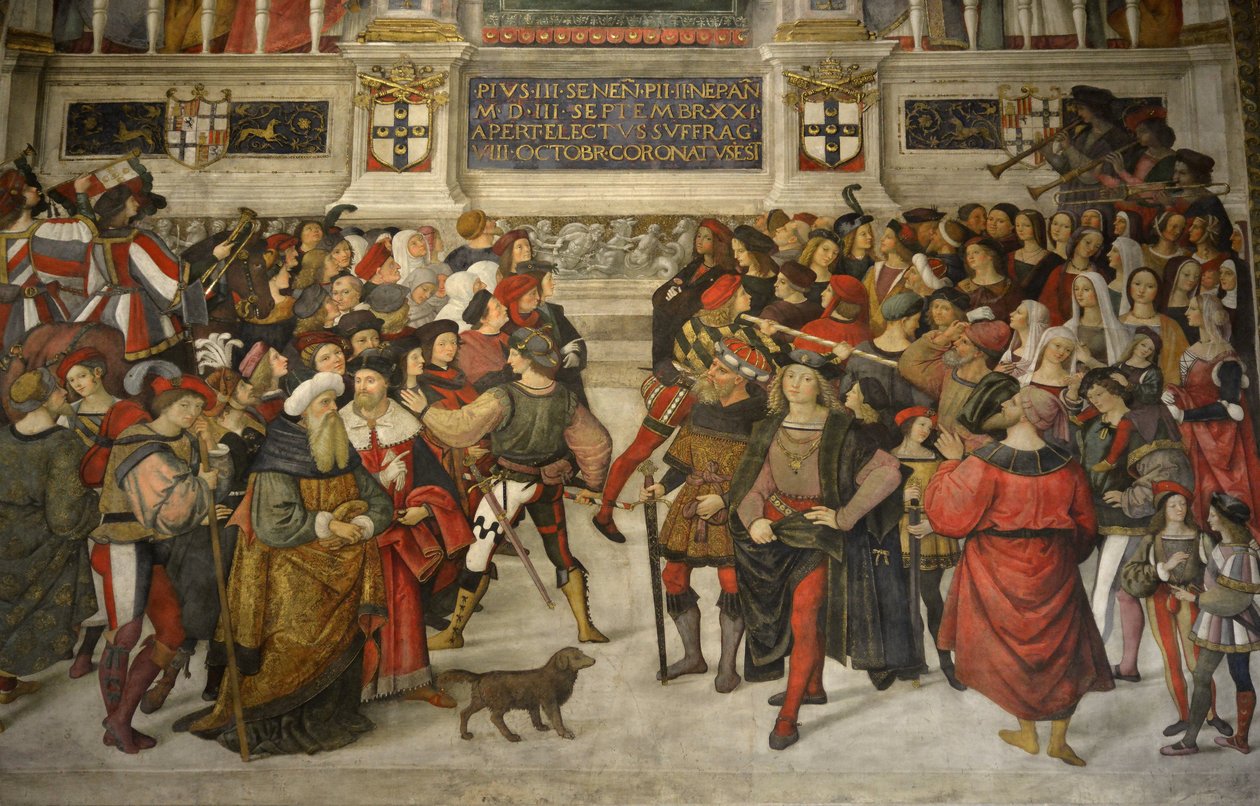 Italy Tuscany Siena, Cathedral The Duomo: The Coronation of Pius II by Bernardino di Betto Pinturicchio