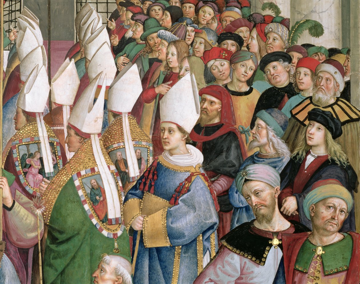 The Cardinals Processing through the Crowd of Secular Onlookers (detail) by Bernardino di Betto Pinturicchio