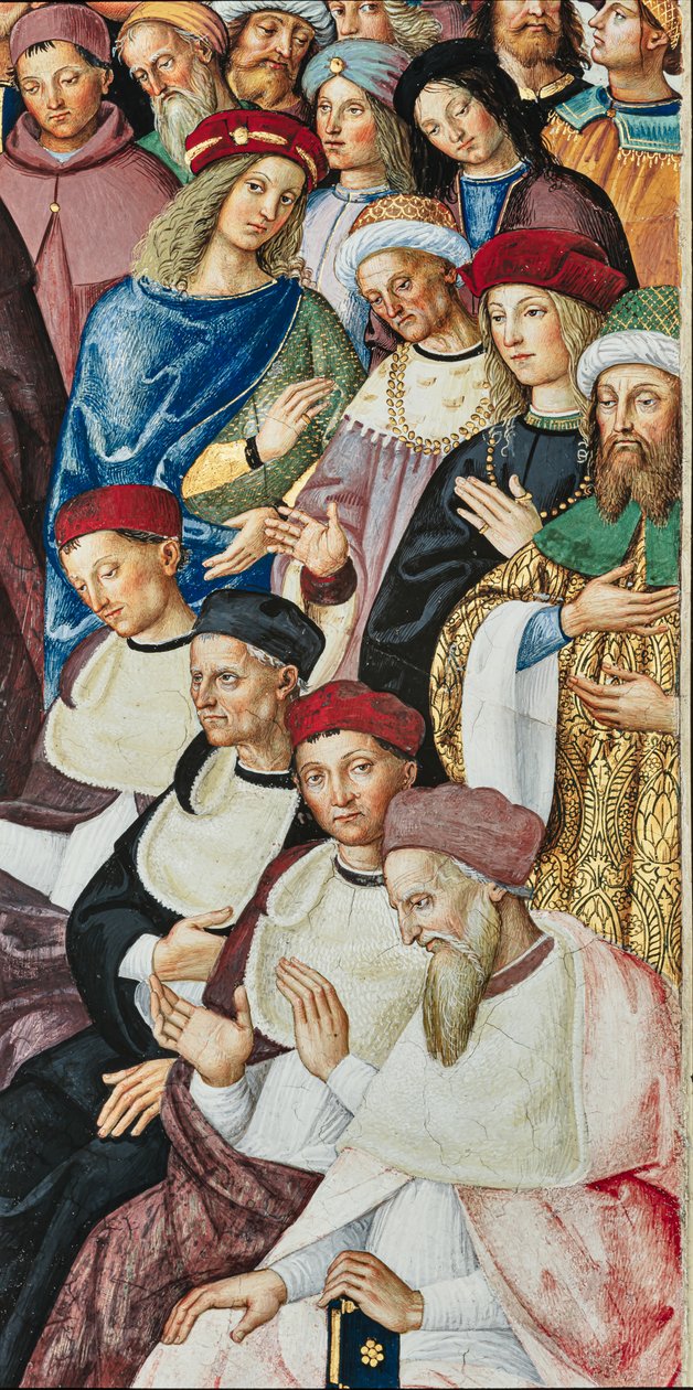 The Piccolomini Library, south east wall: “Aeneas Sylvius receives the Cardinal’s hat from Pope Calixtus III, December 17 by Bernardino di Betto Pinturicchio