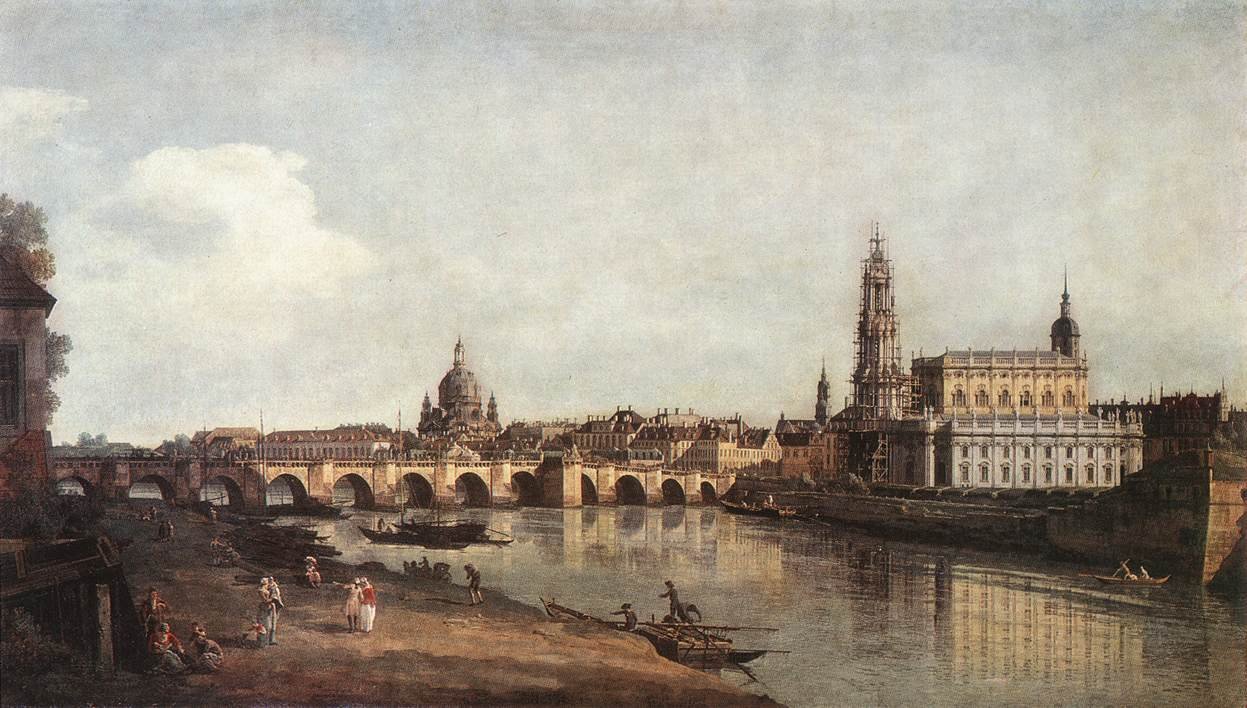 View of Dresden from the Right Bank of the Elbe with the Augustus Bridge by Bernardo Bellotto
