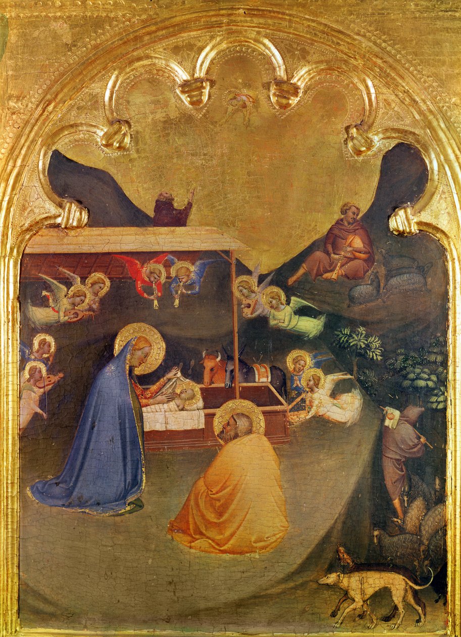Virgin and Child with The Saints, Broken Down Polyptych, Section of the Predella: The Nativity by Bernardo Daddi