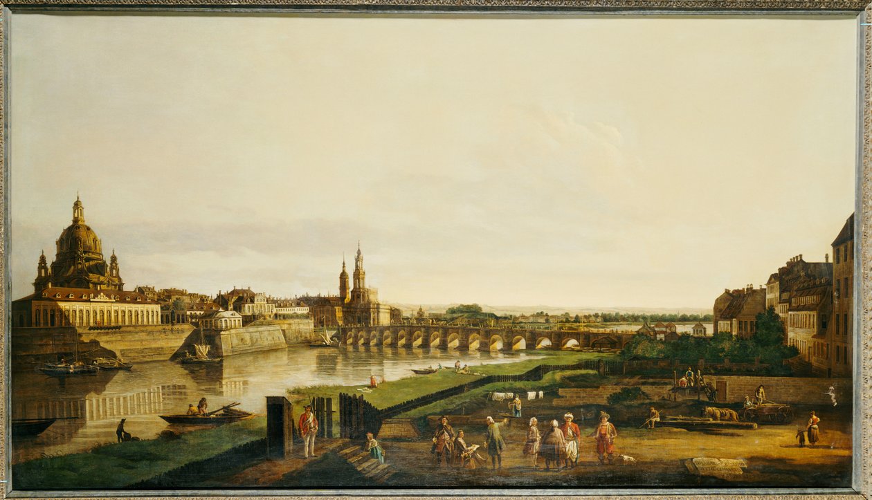 A View of Dresden from the Right Bank of the River Elbe Above the Augustusbrucke by Bernardo Bellotto