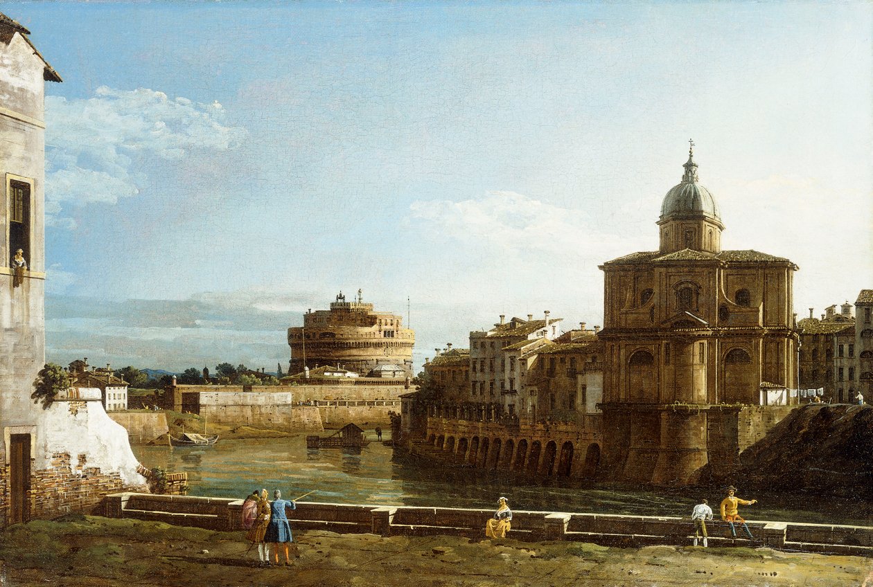A View of Rome Along the Tiber, with the Church of San Giovanni dei Fiorentini Beyond by Bernardo Bellotto