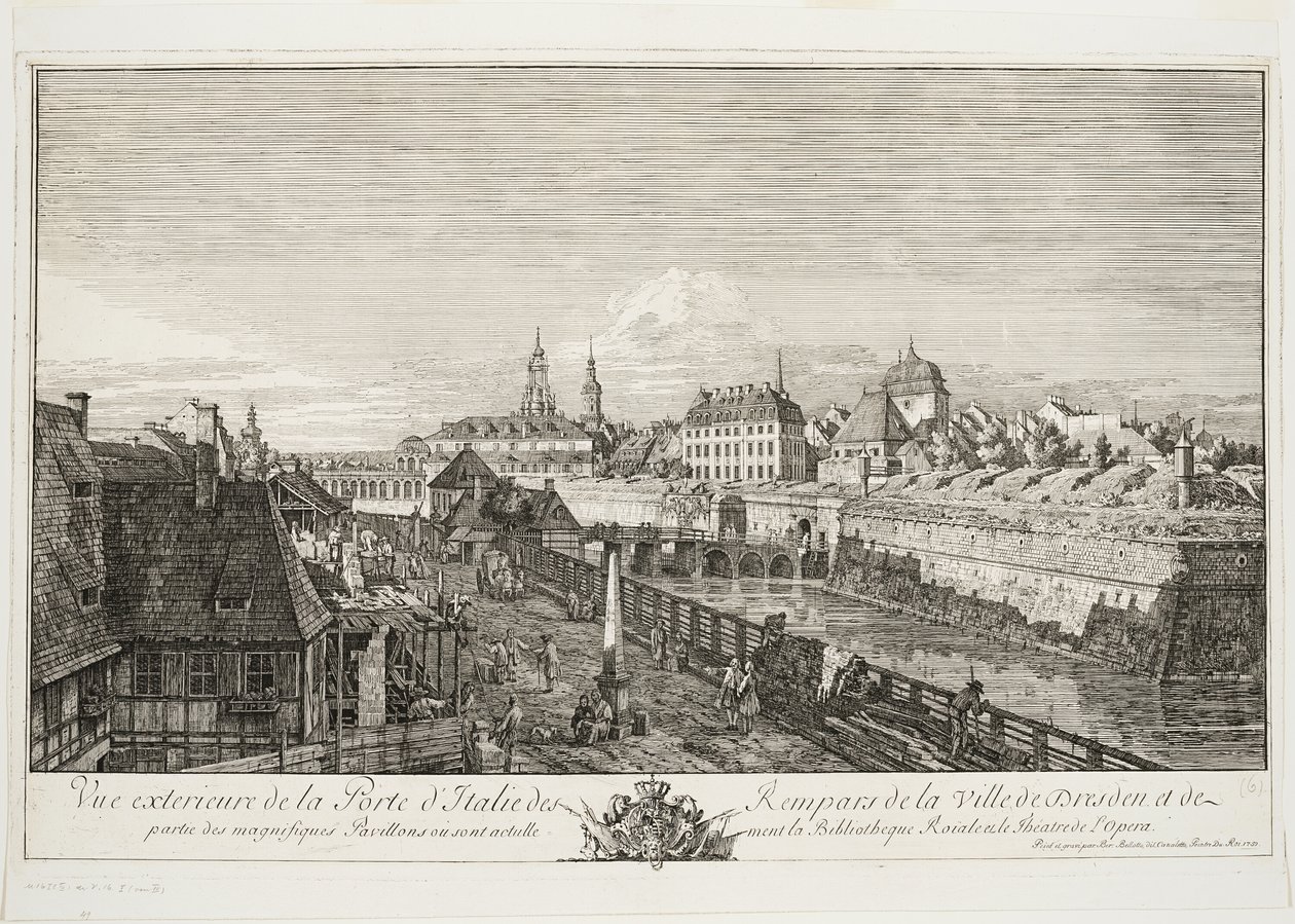 Exterior View of the Italian Gate of the Ramparts of the Town of Dresden by Bernardo Bellotto