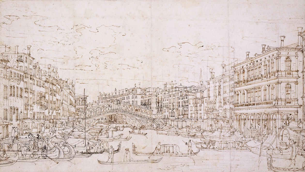 The Grand Canal, Venice, with the Rialto Bridge from the South by Bernardo Bellotto