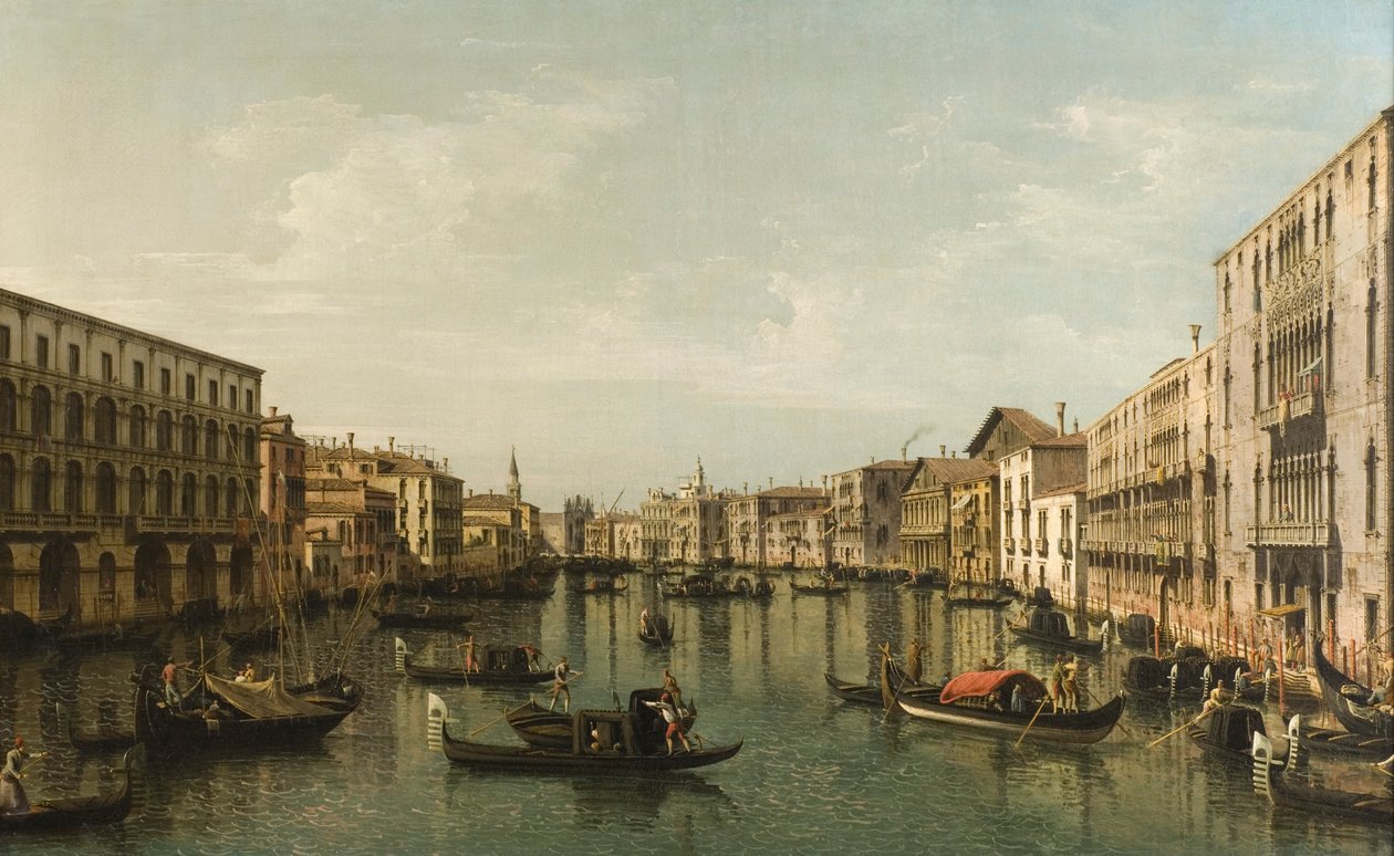 View of Grand Canal with the Palazzi Foscari and Moro Lin by Bernardo Bellotto