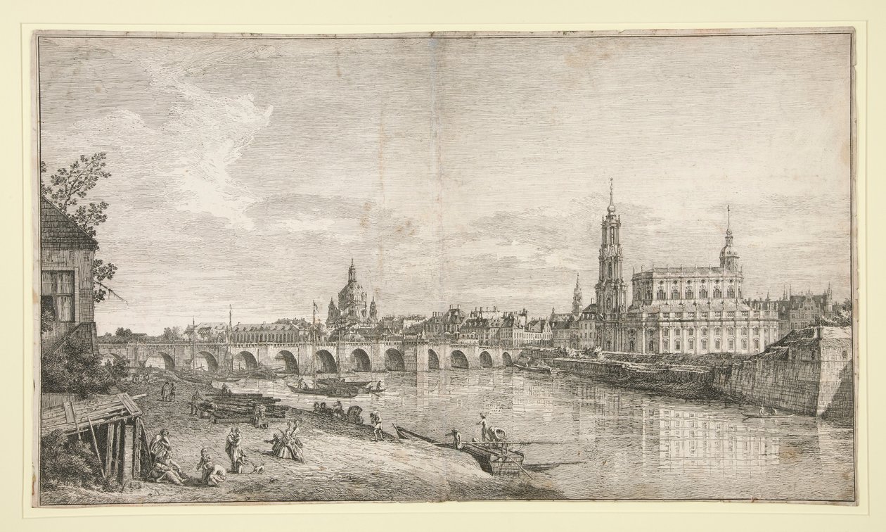 View of the Bridge at Dresden over the Elbe by Bernardo Bellotto