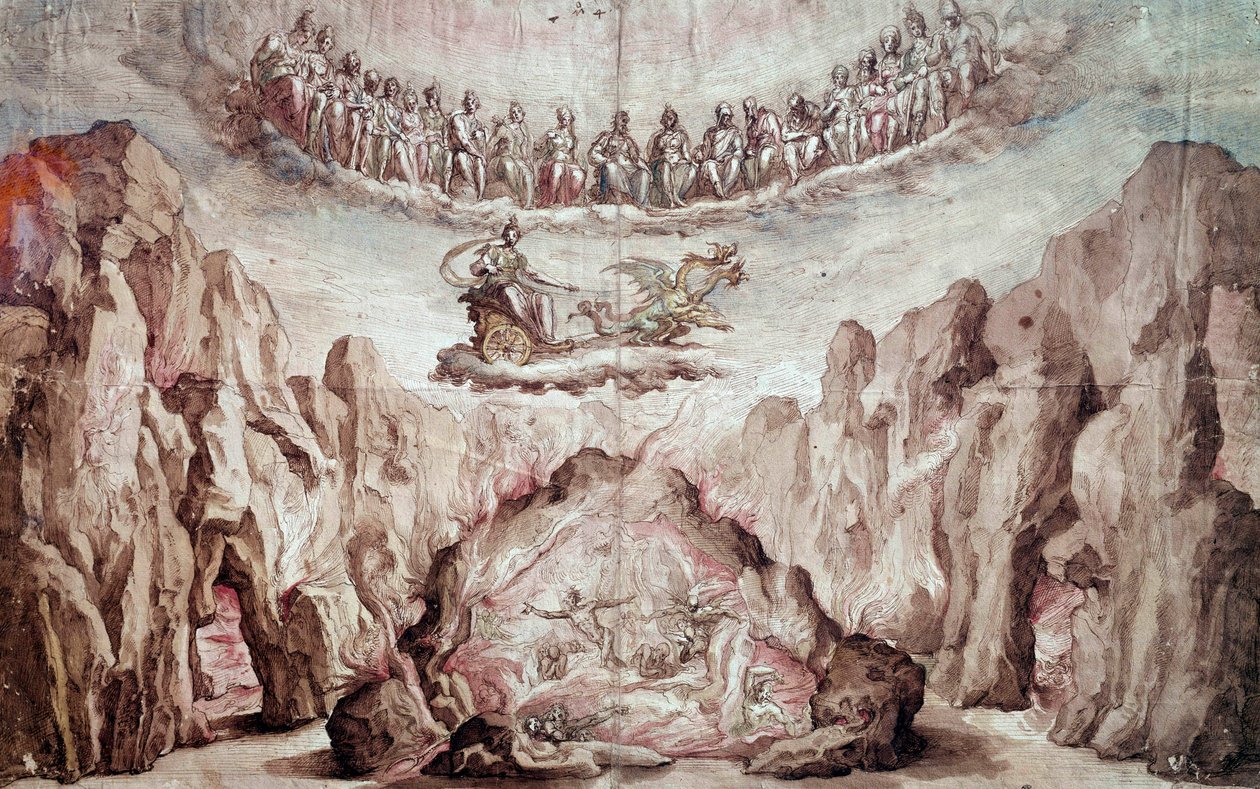 Project for the decor and machinery of an intermede, Le Tromphe de Circe by Bernardo Buontalenti