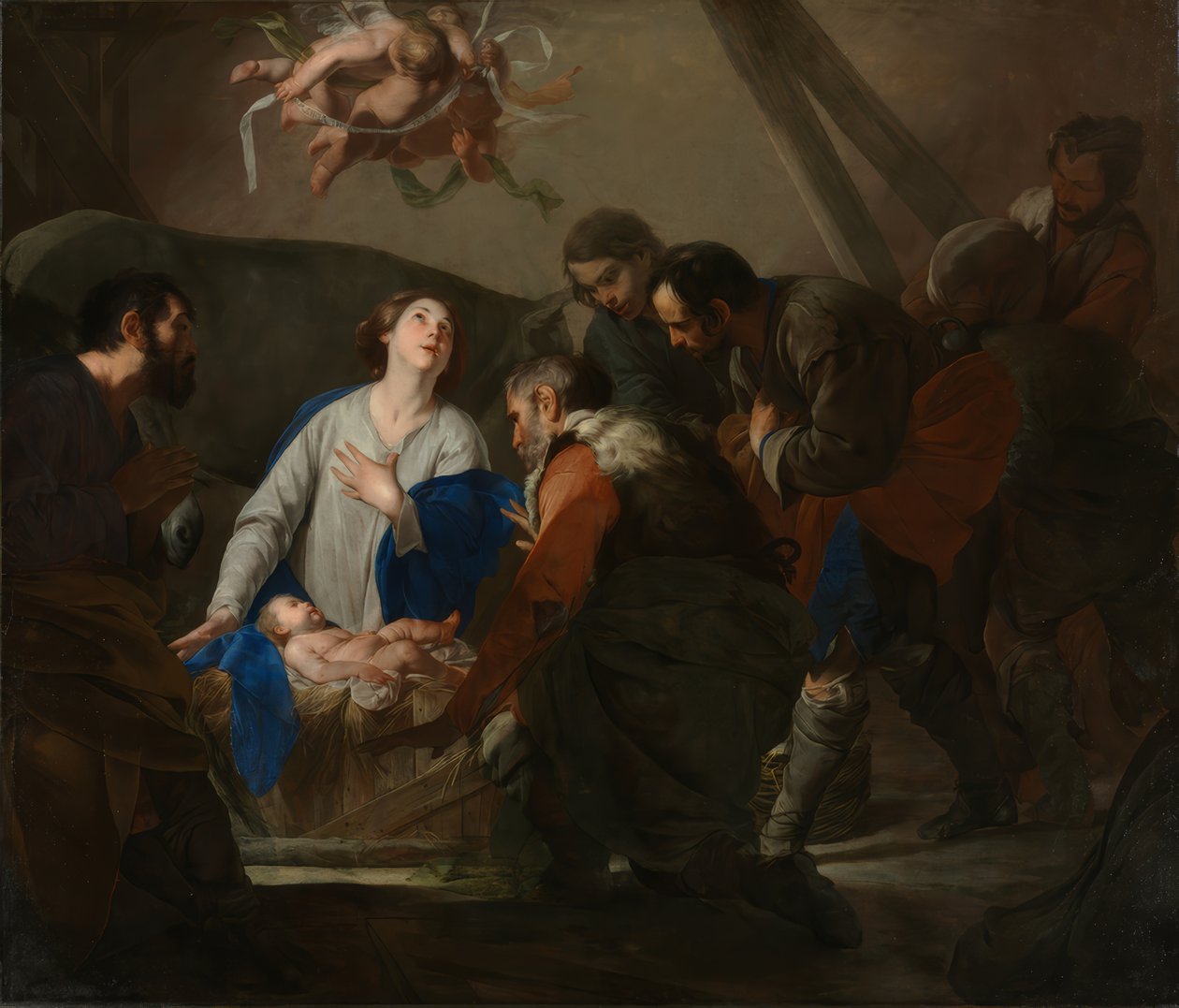 The Adoration of the Shepherds, circa 1650 by Bernardo Cavallino