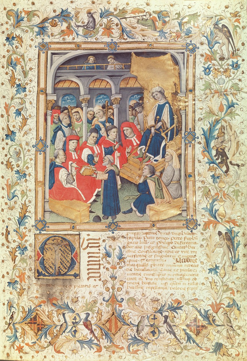 The Author Presents His Book to the Councillors of Barcelona in the Presence of Queen Maria, Wife of Alfonso V by Bernardo Martorell