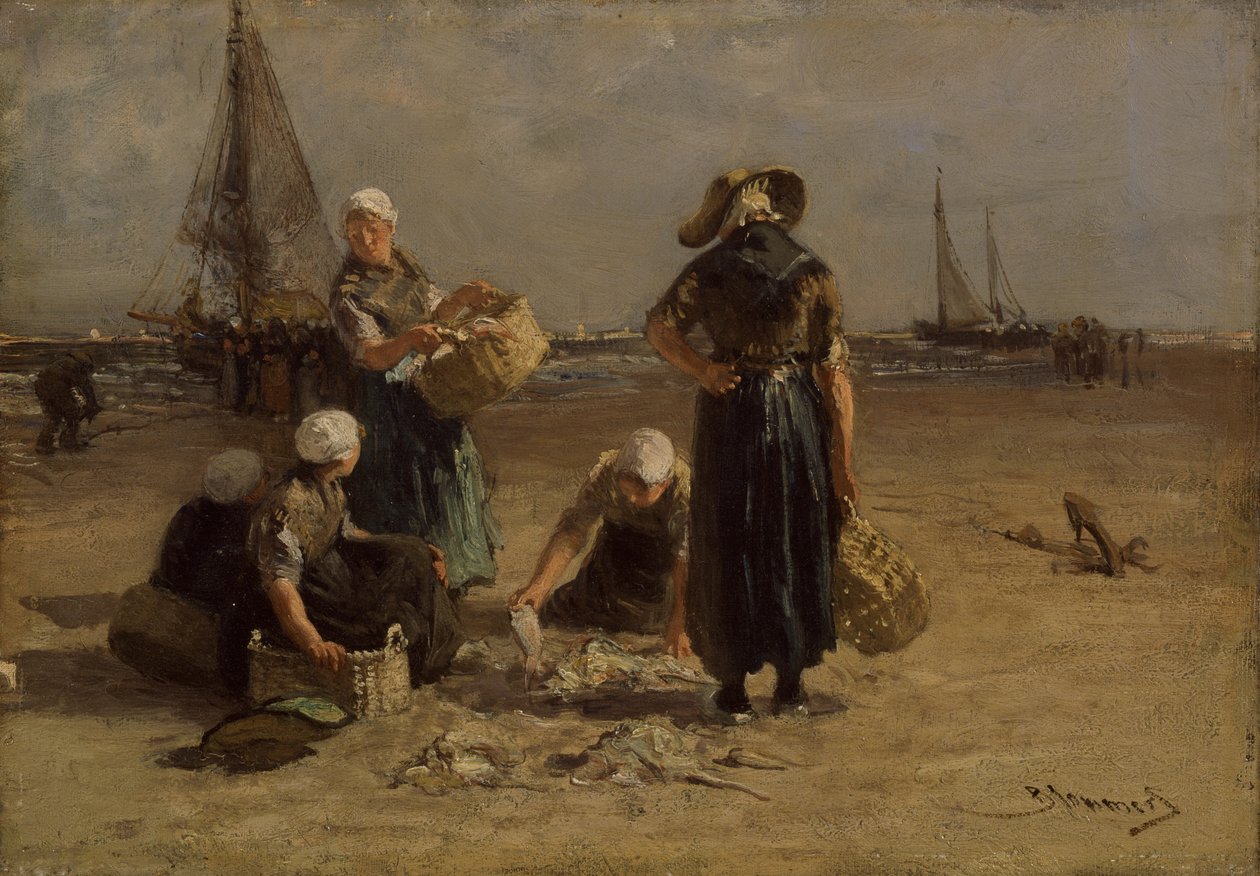 Fishwives on the Beach by Bernardus Johannes Blommers or Bloomers
