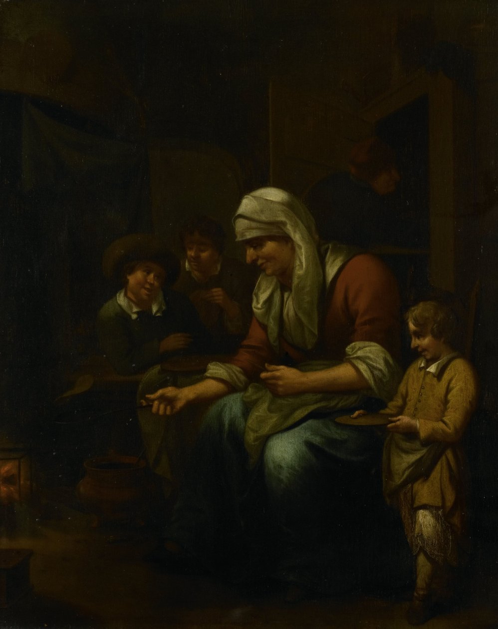 Woman Making Pancakes by Bernardus van Schijndel