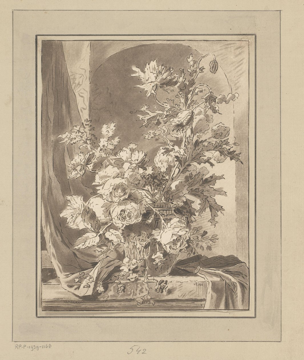 Vase with Flowers in a Niche by Bernhard Schreuder