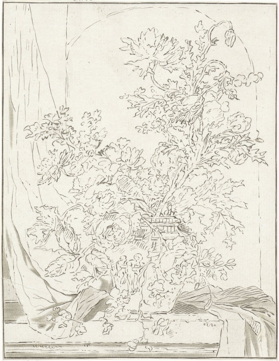 Vase with Flowers in Front of a Niche by Bernhard Schreuder