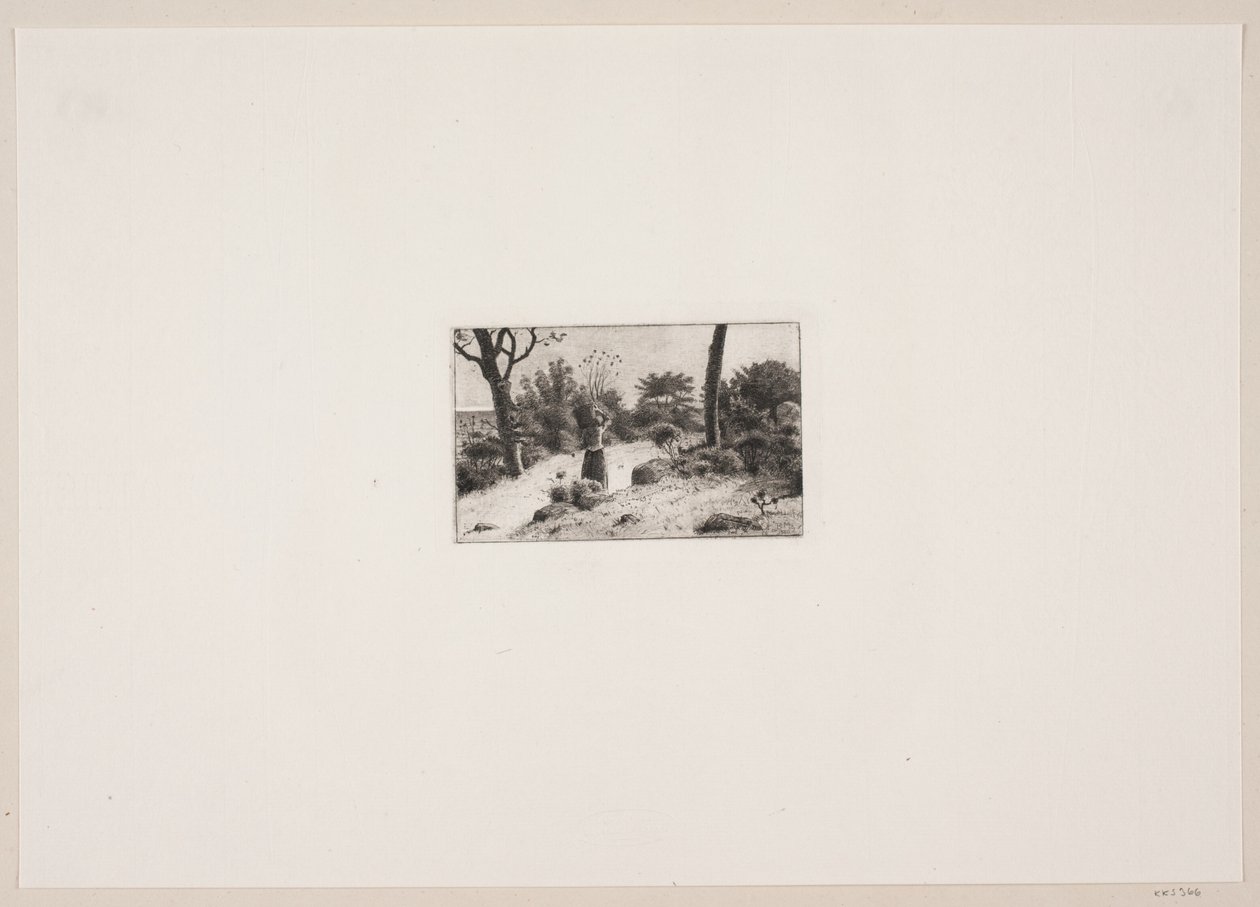 Landscape with a Woman Carrying a Basket. Scene from Kullen by Bernhard Ulrik Middelboe