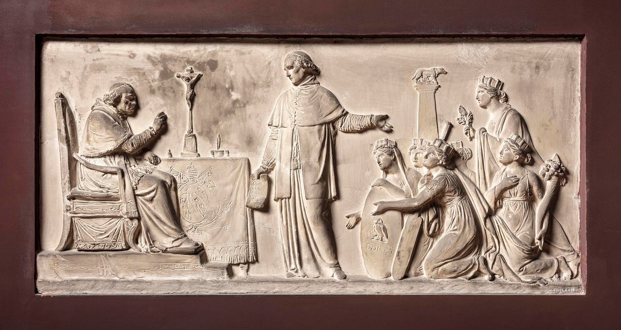 Cardinal Ercole Consalvi restores the Papal Provinces to Pius VII by Bertel Thorvaldsen