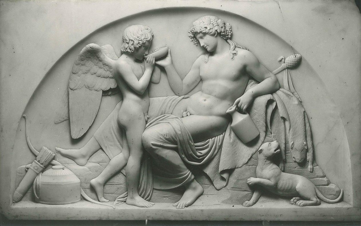Cupid Drinking from Bacchus