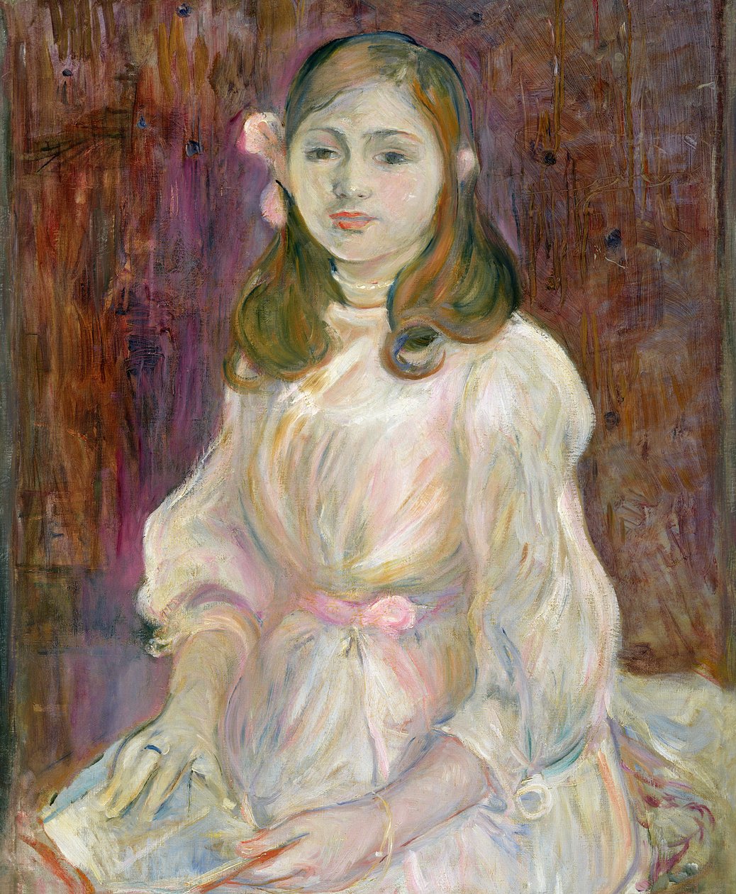 Portrait of Julie Manet (1878-1966) Holding a Book, 1889 by Berthe Morisot