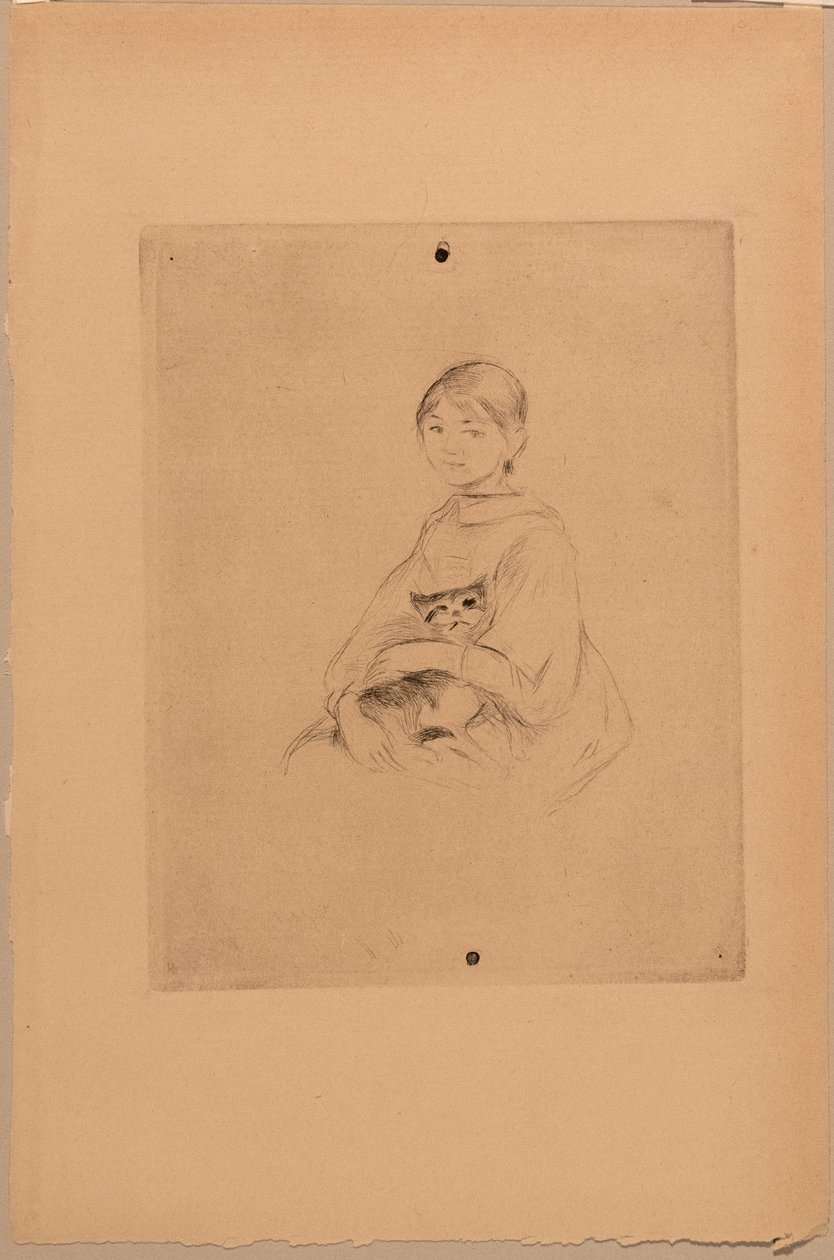 Young Girl with a Cat by Berthe Morisot