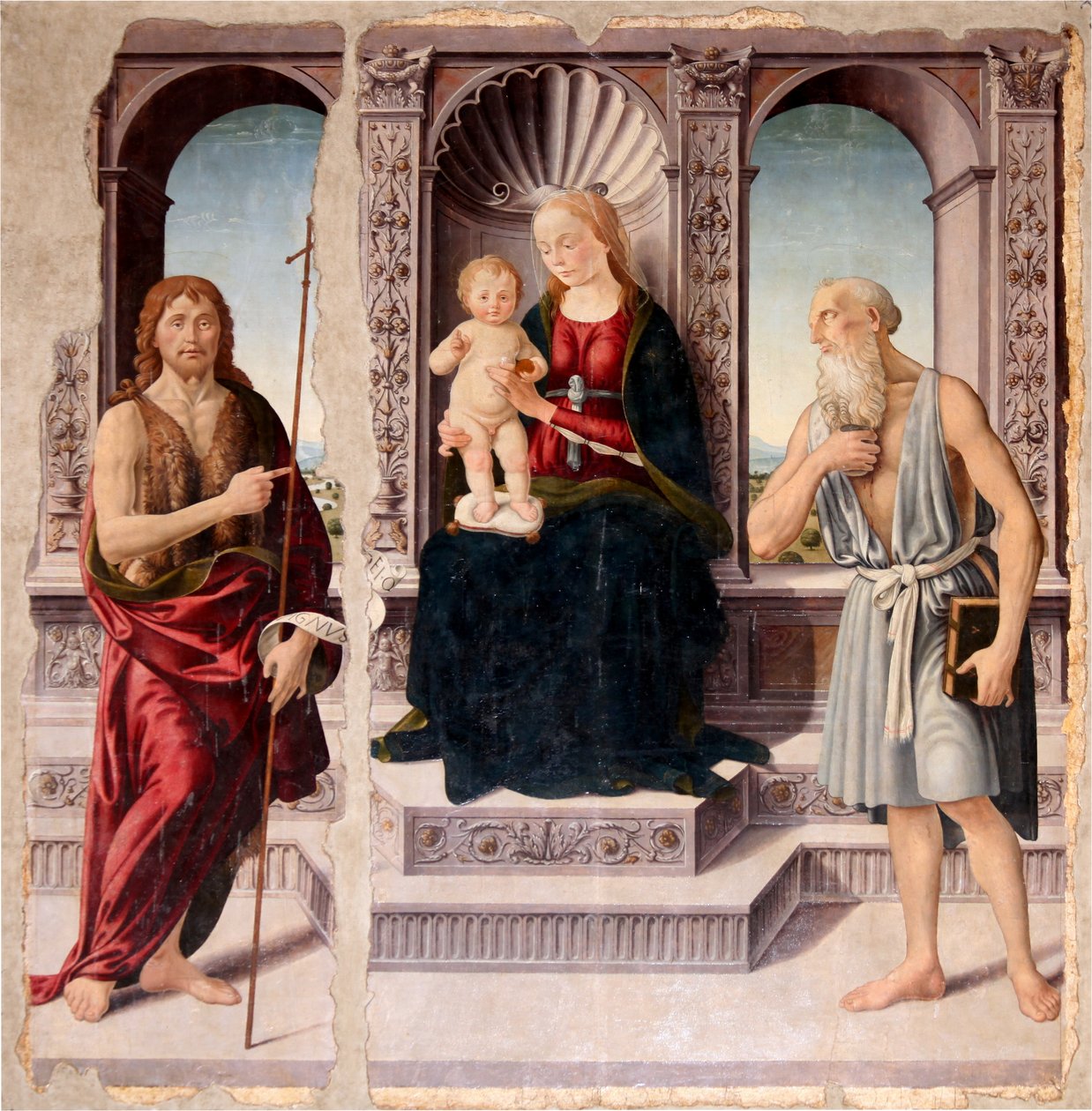 Madonna and Child Enthroned with Saints John the Baptist and Jerome by Biagio d