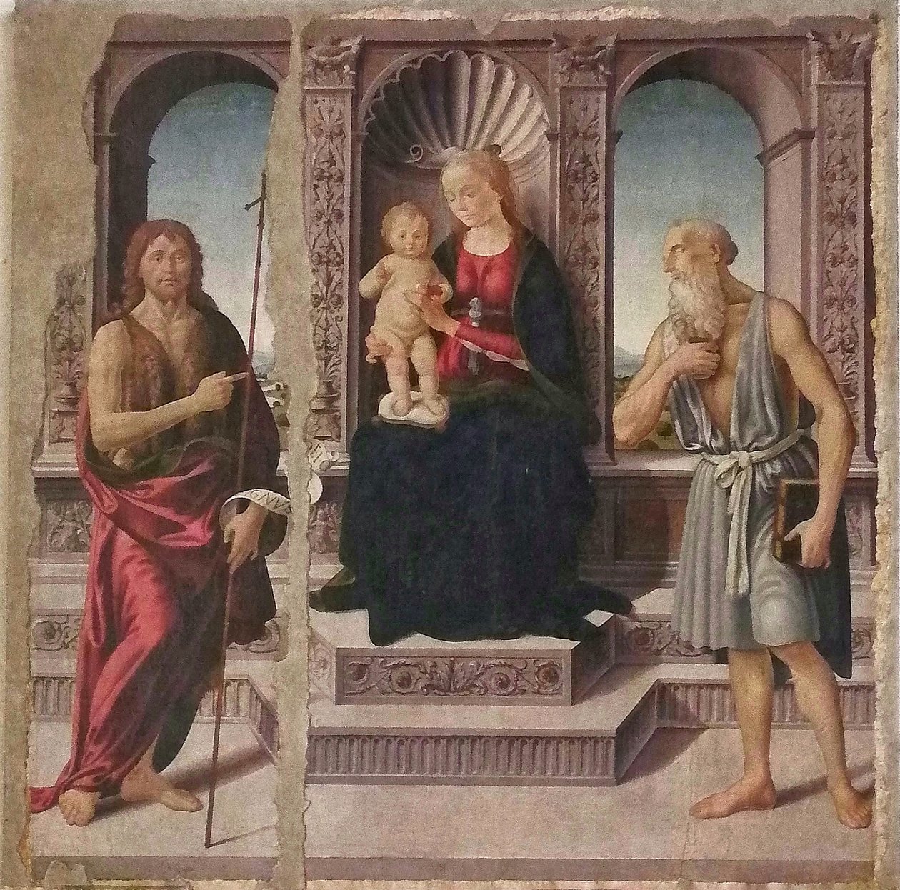 Madonna and Child Enthroned with Saints John the Baptist and Jeronimo by Biagio d