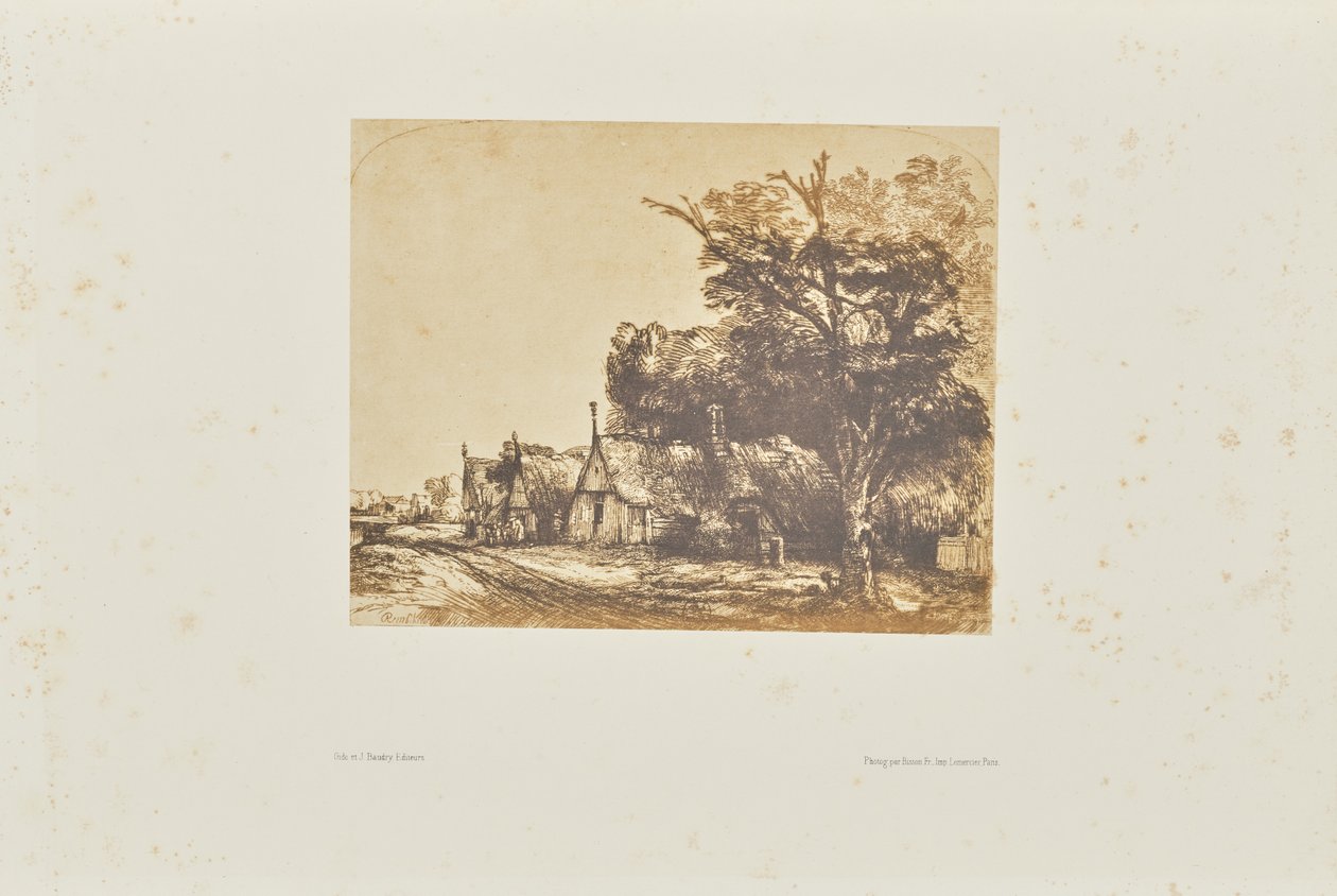 Landscape with Three Gabled Cottages Beside a Road by Bisson Frères