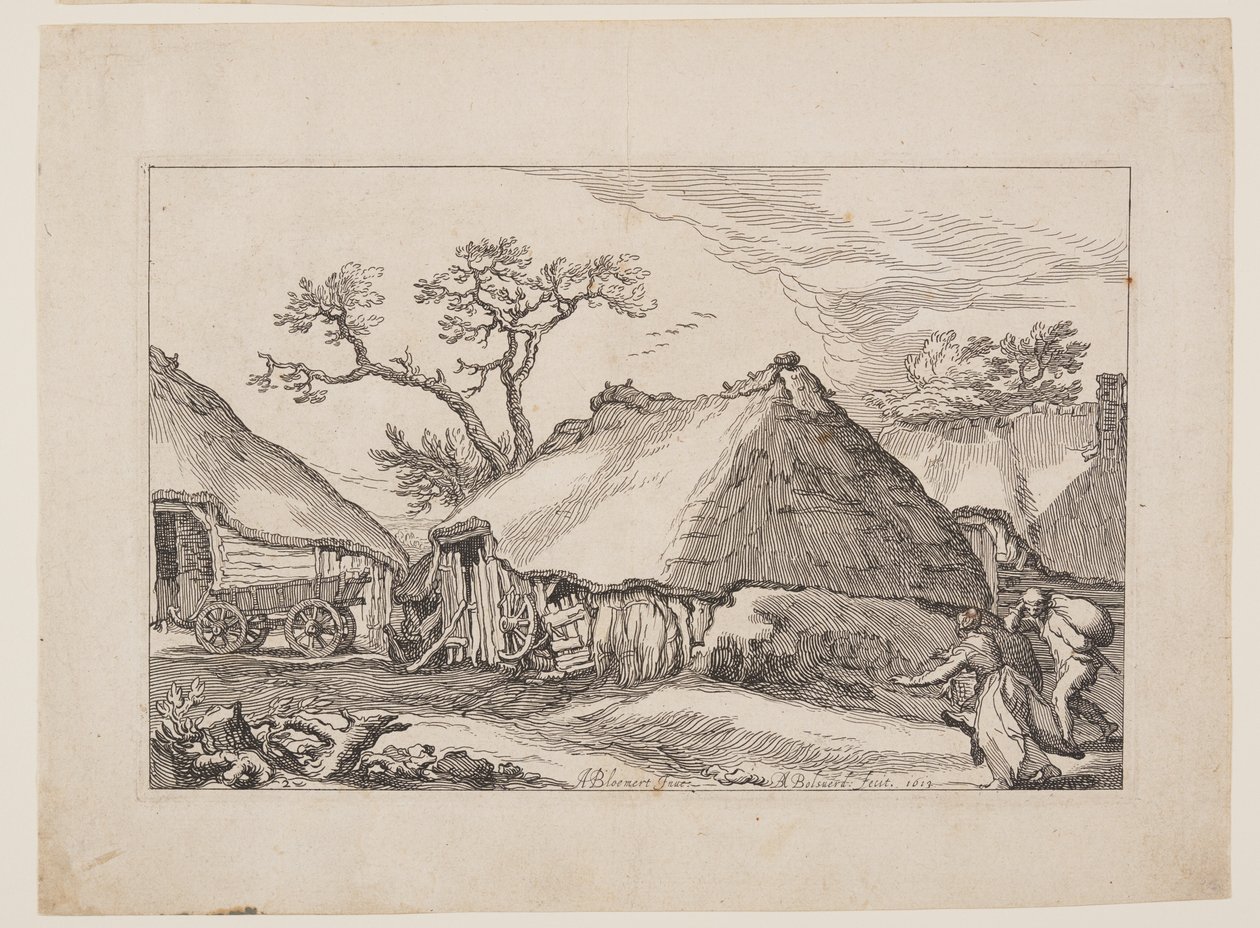 Plate 2, from Landscapes with Farmhouses by Boetius Adams Bolswert