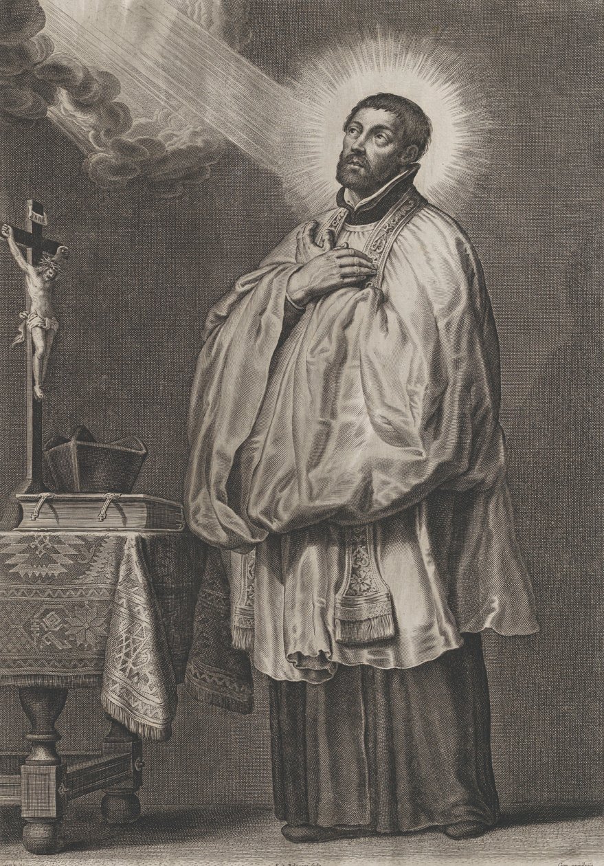Saint Francis Xavier with a Divine Light Emanating Towards Him from the Upper Left by Boetius Adams Bolswert