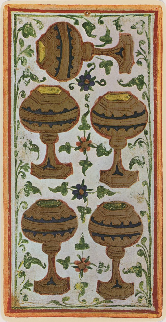 The Five of Cups, facsimile of a tarot card from the 