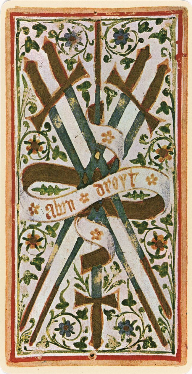 The Five of Swords, facsimile of a tarot card from the 