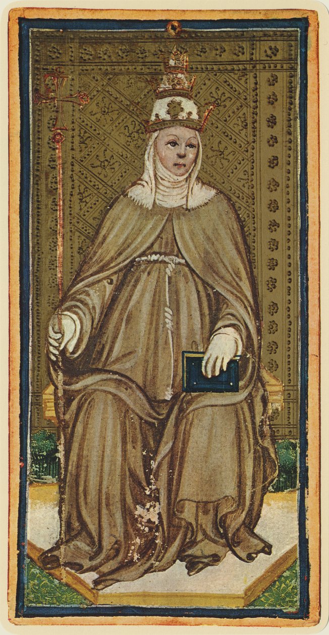 The Popess, facsimile of a tarot card from the 
