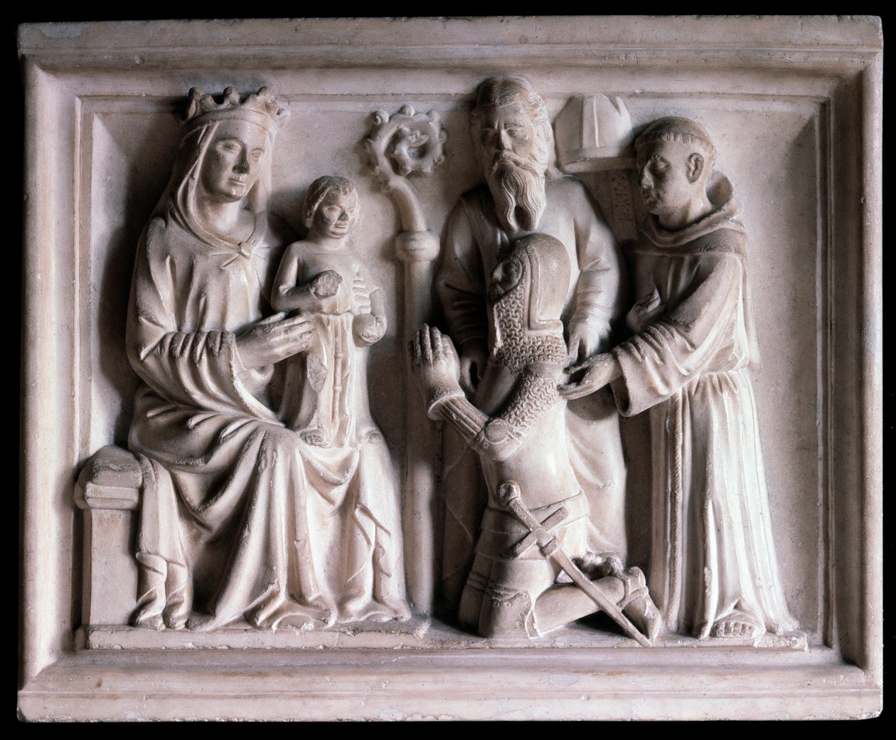 The Virgin presenting Jesus to three people by Bonino da Campione
