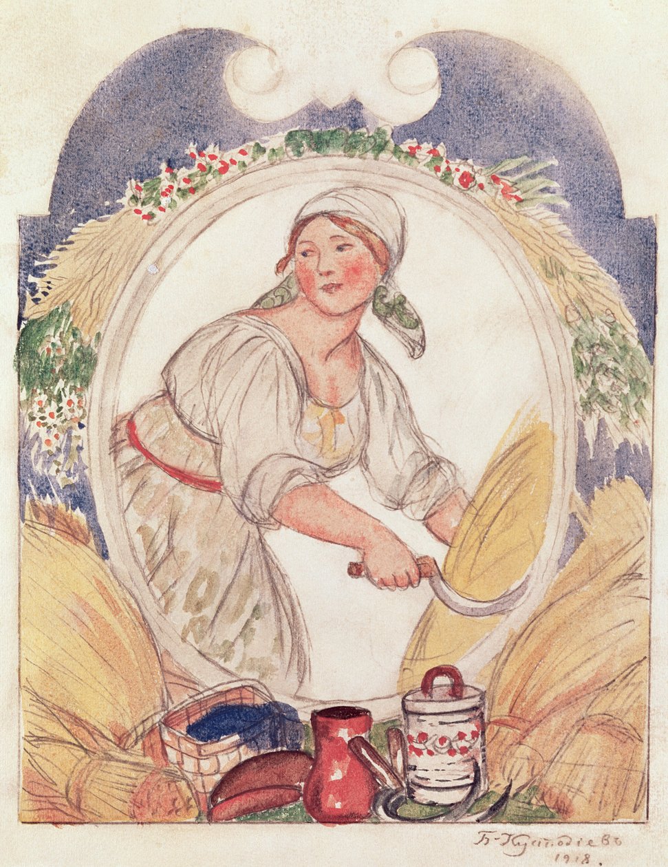 The Reaper, study for the decoration of the Ruzheinaya (Rifle) Square in Petrograd by Boris Mikhailovich Kustodiev