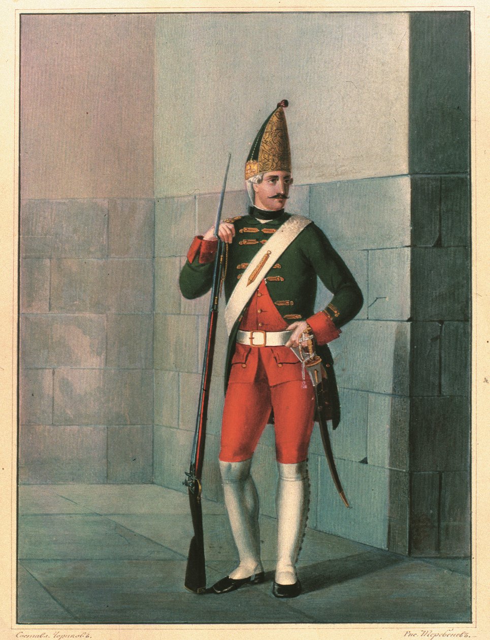 Grenadier of the Izmailovsky Regiment in 1762 by Boris Artemyevich Chorikov