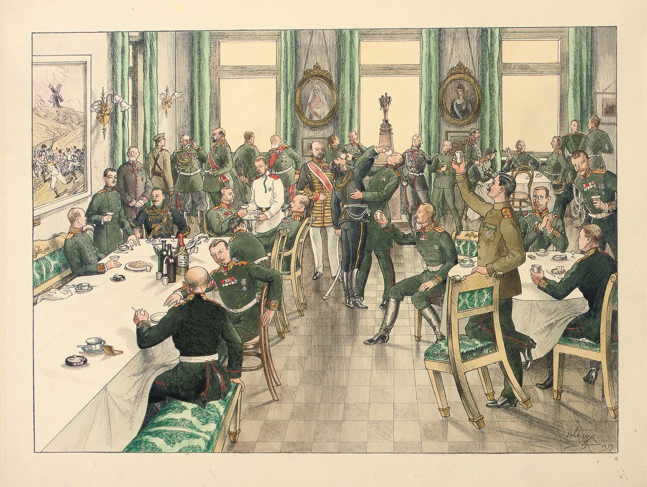 The Traditional Breakfast held to commemorate the Battle of Telish in which the Egerski Guards Regiment took part on 12 October 1877 by Boris V. de Heroys