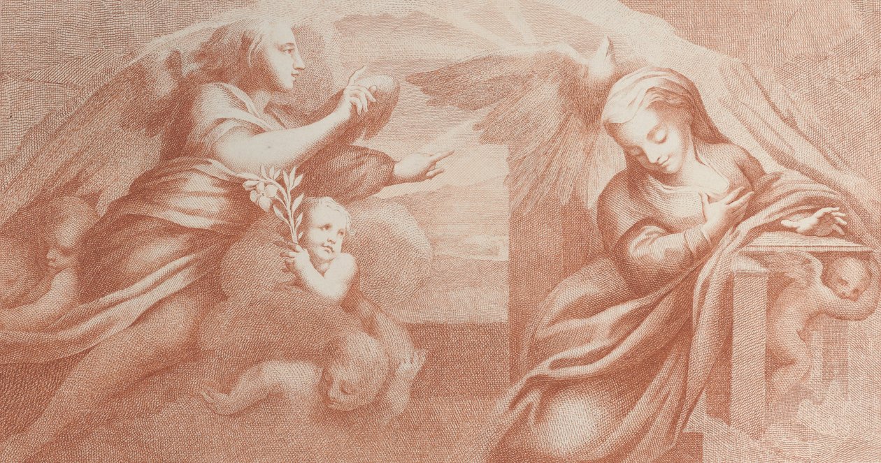 The Annunciation, with Gabriel at Left and the Virgin at Right, 1784 by Bossi
