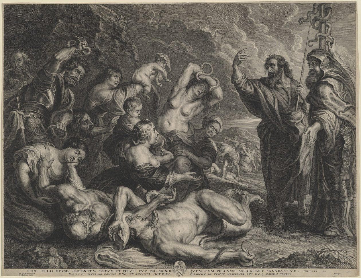 Moses and the Brazen Serpent by Boëtius Adams Bolswert, after Sir Peter Paul Rubens