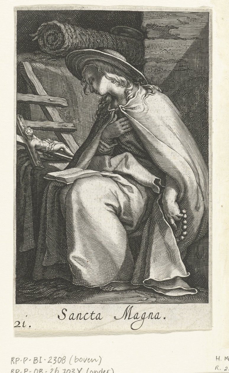 Saint Magna as a Hermit Sancta Magna (title on object) Hermits (series title) Sacra Eremus Ascetriarum (series title) by Boëtius Adamsz. Bolswert