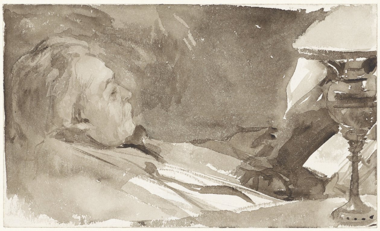 Portrait of Alphons Marie Antoine Joseph Grandmont, Reading by a Lamp by Bramine Hubrecht