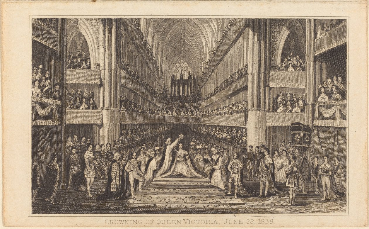 Crowning of Queen Victoria, June 28, 1838 (right half) by British 19th Century