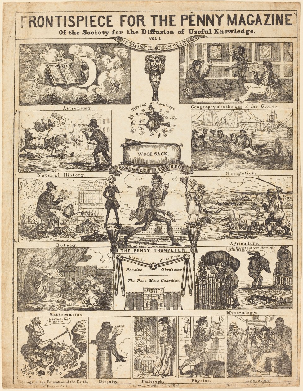 Frontispiece for the Penny Magazine of the Society for the Diffusion of Knowledge by British 19th Century