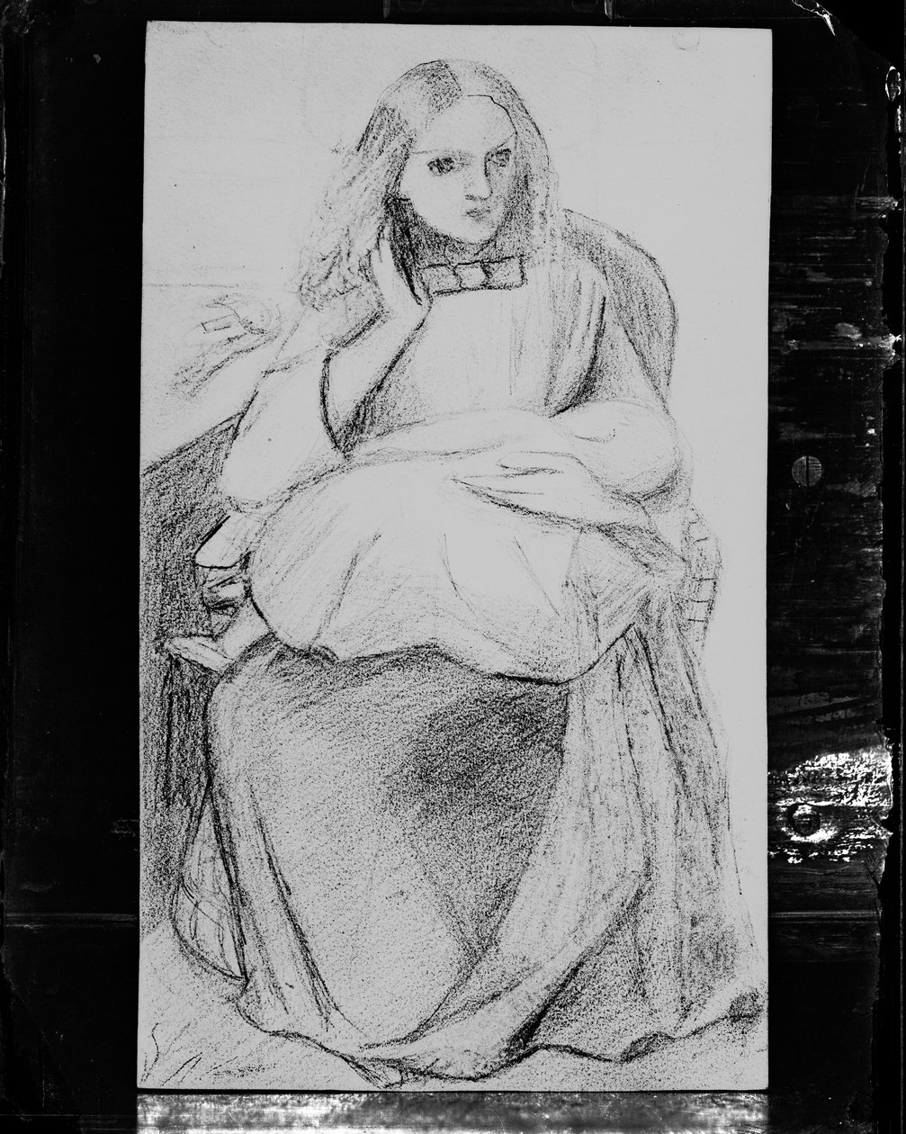 Photographic Reproduction of "Figure Study of Seated Woman with Child" by British Photographer