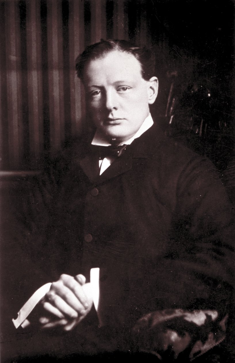 Portrait of Sir Winston Leonard Spencer Churchill, British politician by British Photographer