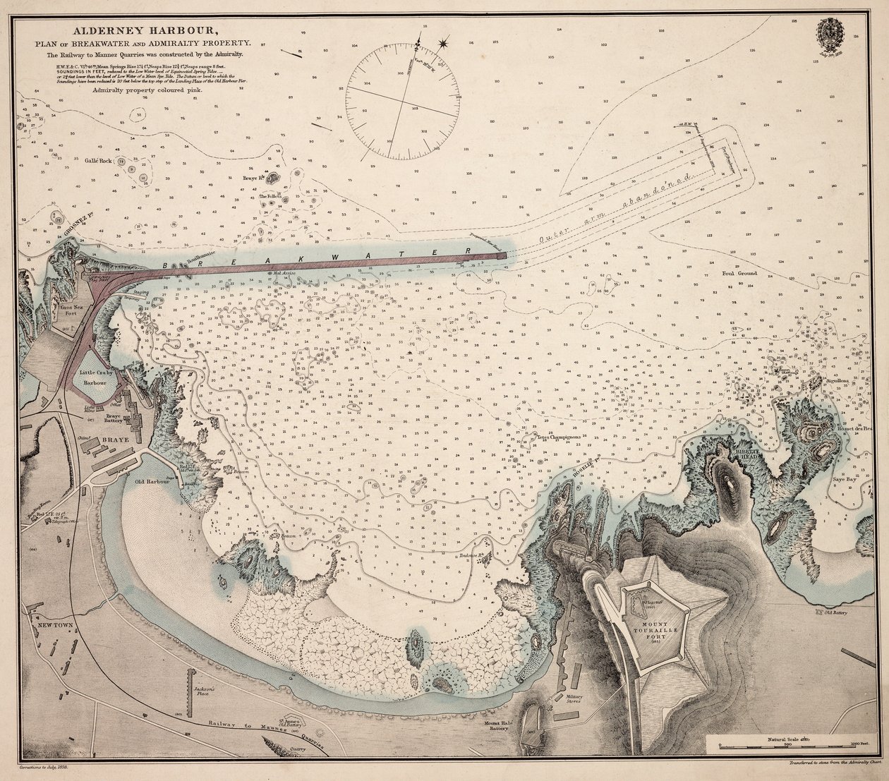 Alderney Harbour, Plan of Breakwater and Admiralty Property by British School