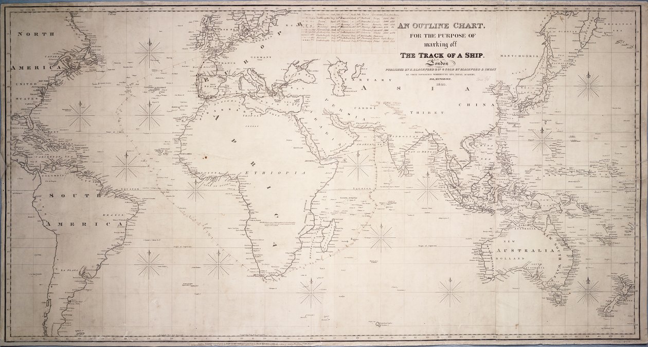 An Outline Chart for Marking Off the Track of a Ship by British School