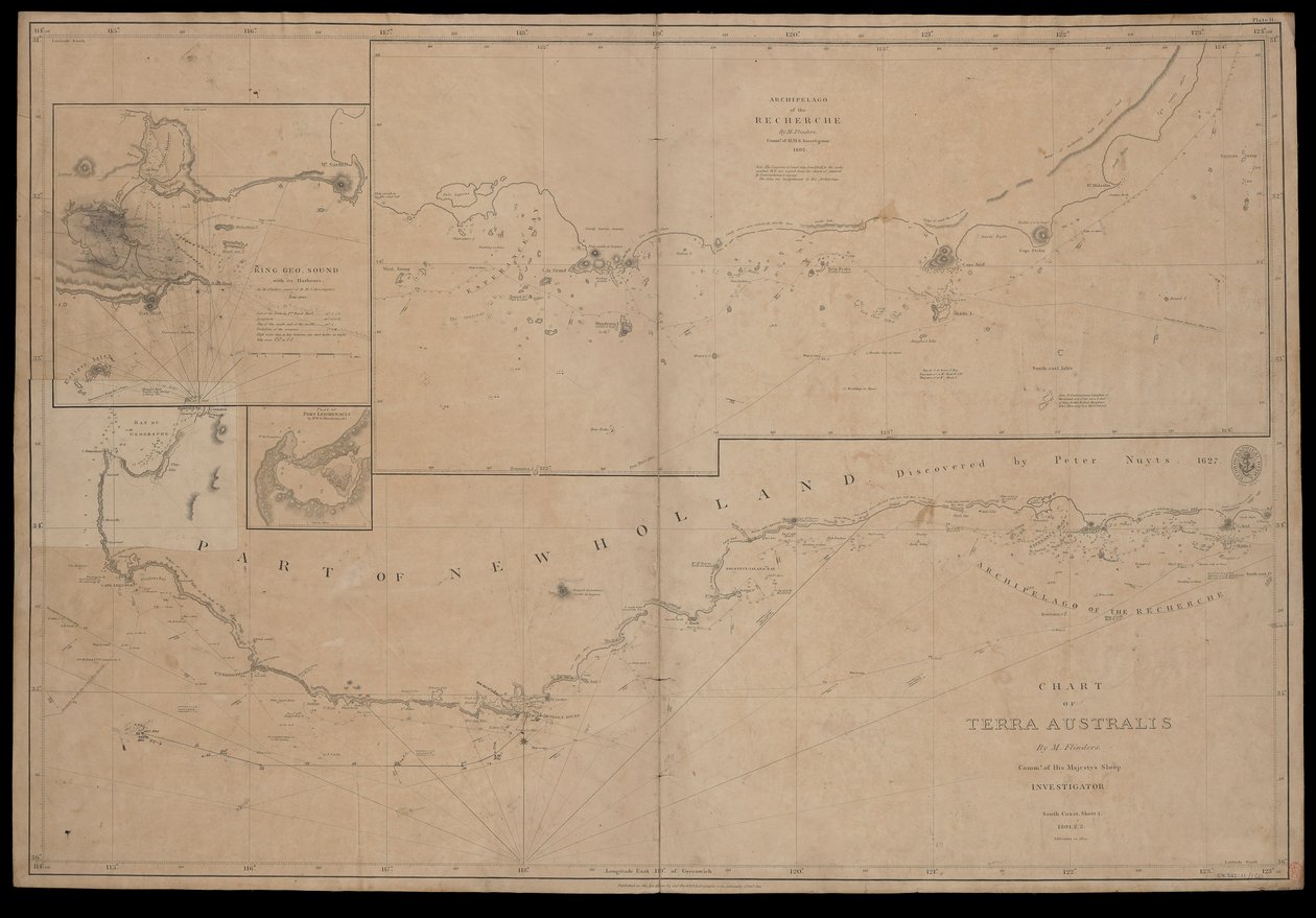 Chart of Terra Australis by M Flinders, Commr of His Majesty