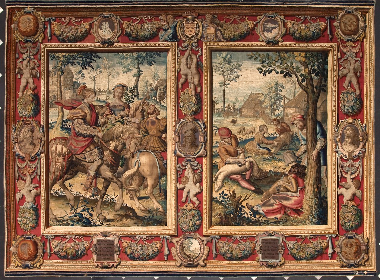 Month of May and June: hunting and mowing of sheep. Tapestry of the manufactures of Mortlake. 17th century Genes, Musei di Strada Nuova by British School