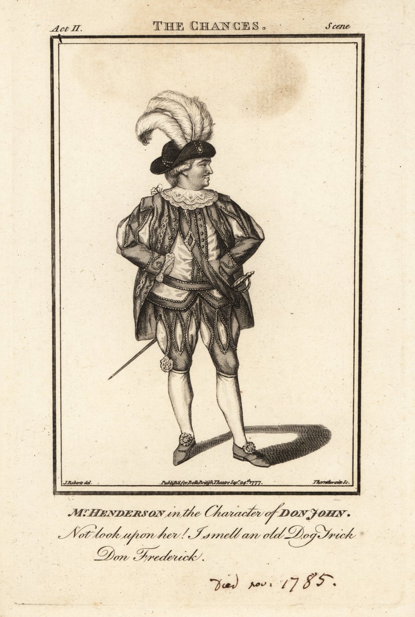 Mr Henderson in the character of Don John in The Chances by British School