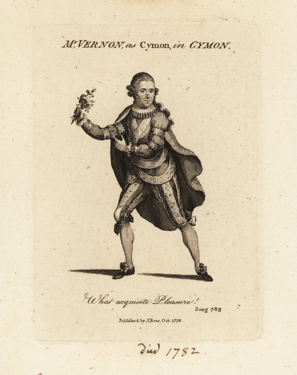 Mrs Joseph Vernon as Cymon singing Thomas Arne