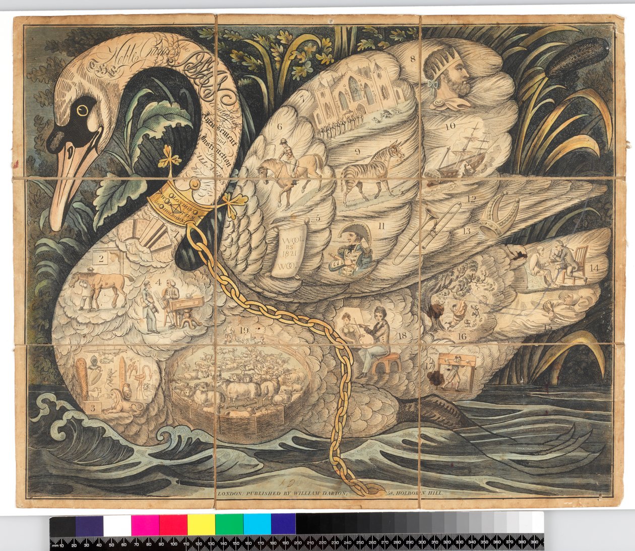 The Noble game of the Swan: Game board with 19 compartments by British School